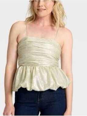 A New Day Shimmery Peplum Spaghetti-Strap Top / Glamour / date night / Romantic